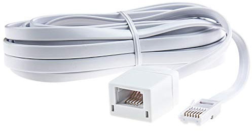 BT Telephone Extension Cable 10M, Ancable White Male to Female 6-Pin Straight Through Cable for UK Landline Phone Cord Home & Office Fax Modem Extender 6 Wire