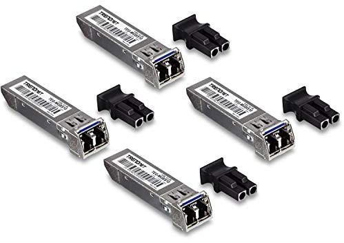 TRENDnet SFP Single-Mode LC Module 4-Pack, TEG-MGBS10/4, For Single Mode Fiber, Distances up to 10km(6.2 Miles), Gigabit SFP, Supports Up to 1.25Gbps, IEEE 802.3z Gigabit Ethernet, Lifetime Protection