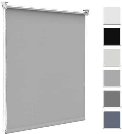Zarnan Store Enrouleur Occultant sans Perçage, Isolant Thermique pour Fenêtre ou Porte, Facile à Installer, Protéger Votre Vie Privée, pour Chambre,Salon, Salle de Bain,Gris Clair,50l x 150L cm