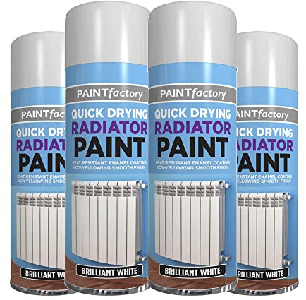 Classic Signature - 4 x Brilliant White Radiator Spray Paint 300ml Spray for Interior & Exterior Tough, Protect Against Rust Durable Finish