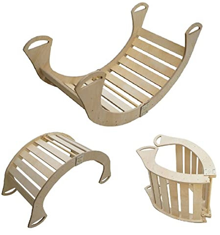 Skyline Balancelles Bascule Enfant Montessori Bebe 1 an Escalade Arche en Bois Mur descalade meble Arc à Grimper Bascule d'équilibre Portique d'escalade XL Naturel