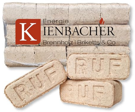 50kg RUF Reine Buchen Briketts im Paket Hartholz Brenn Kamin Ofen Heiz Holz Gluthalter Buche RUF Brikett Eckig | Energie Kienbacher (5x10kg)