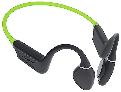 Creative Outlier Free+ Wireless Bone Conduction Headphones with Adjustable Transducers, IPX5 Sweat and Splash Resistance, Multipoint connectivity, Up to 10 Hours of Battery Life (Grey and Lime Green)