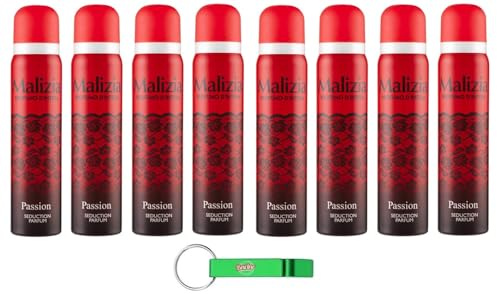 MALIZIA - Deodorante Donna Passion Seduction Profumo, deodorante spray da donna, 100 ml + portachiavi gratuito Beni Culinari