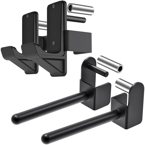 Kipika Set di ganci a J e supporto per piastre per Power Rack da 5,1 x 5,1 cm con foro da 1,5 cm o 2,5 cm, accessori per squat rack per allenamento di forza e stoccaggio pesi - Adatto a dischi