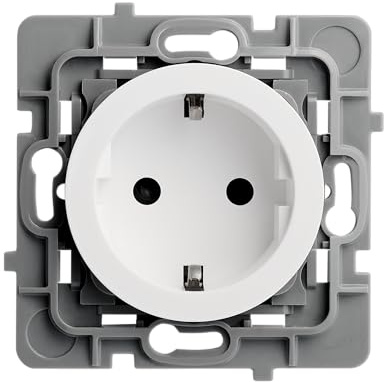 DEBFLEX - Casual Evo - Toma de Corriente Schuko 2P+E - Toma de Pared tipo F Norma EN 60884 - Plástico + Soporte Metálico - Instalación Empotrada - Blanco - 48 x 48 x 40 mm