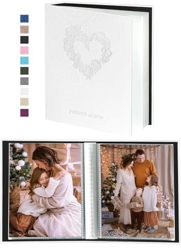 Miaikoe Small Photo Album 6x4 52 Pockets 2 Packs, Slip in Top Loading Mini Linen Album Book Holds 100 Vertical 10x15cm Photos for Family Wedding Anniversary (White)