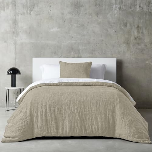 Dreamzie Bettwäsche 135x200 Baumwolle, Bettwäsche-Sets Beige mit Reißverschluss, Ähnliche Textur wie Stone Washed Leinen, Enthält 1 Bettbezug 135x200 und 1 Kissenbezug 80x80