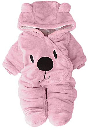 Vuncio Barboteuse Bebe Fille Hiver Chaud Bébé Garçon Naissance Polaire Pas Cher 0-12 Mois Combinaison Bébé Fille À Capuche Ours Mignon Body Nouveau Né Fille Combipilote (3-6 Months)