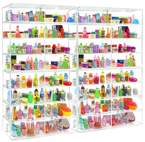 JOYMOMO 8 Slots Mini Brands Display Case，Plastic Mini Brands Storage Case Collector Toys, Shopkins Real Littles, Mini Mart Storage Organizer(4 Pack-32 Slots)