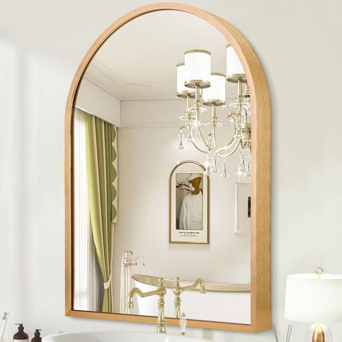 HLFMVWE Grand Miroir Mural arqué avec Cadre en Alliage d'aluminium pour Salle de Bain, Salon, Chambre à Coucher et entrée 50 x 40 cm