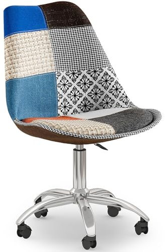 Iconik Interior Patchwork Style Bürostuhl, drehbar, Patchwork-Stoff, Pixi, mehrfarbig