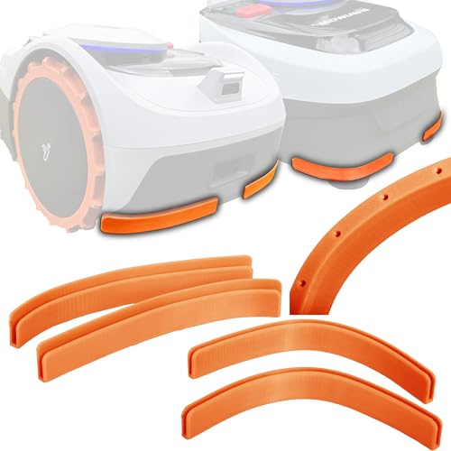 Axis Line 4x Kantenschutz grau,schwarz o. orange kompatibel mit Rasenmäher Segway Navimow i105e & i108e Schutz Bumper Tuning Mähroboter - einfach gesteckt, kein kleben, Wasserablauflöchern (orange)