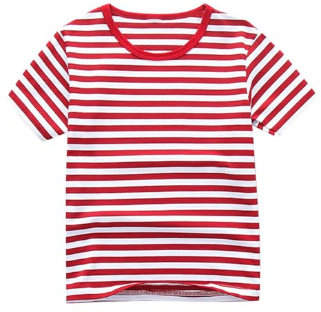 Camiseta de Manga Corta para Niños y Niñas Casual Cuello Redondo Camisetas de Algodón de Rayas Suave Cómodo Ligeras Blusa Verano Top Moda Informal T-Shirts Lindo Ropa Niño Rebajas 2-13 Años