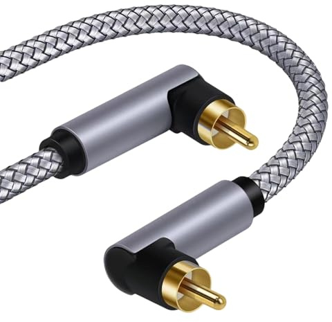 THINCAN Câble coaxial numérique à angle droit à 90 degrés mâle à mâle pour caisson de basses - Câble tressé pour amplificateur
