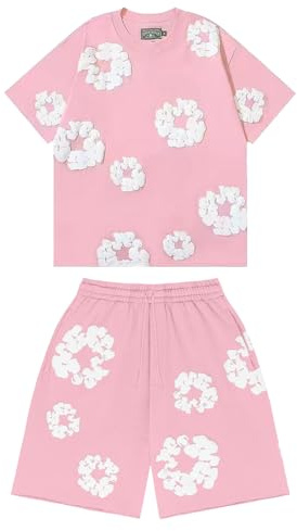 Set Di Camicia Da Uomo E Pantaloncini, Tuta Estiva In Pezzi Tuta Da Jogging Di Cotone Di Moda Con Fiori Abiti Casual Comodi Per Palestra Viaggi Golf Spiaggia