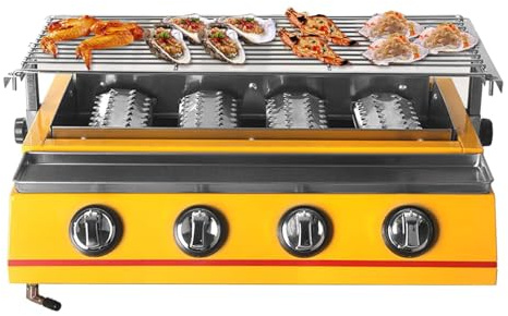 Gasgrill, bärbar 4 brännare LPG BBQ matlagningsspis för utomhuscamping och fester