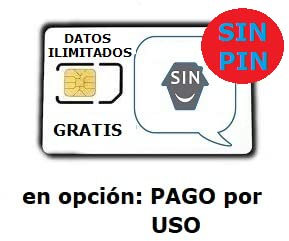 Tarjeta SIM Pago por Uso (con Datos IlimitadosGRATIS) o Tarifa Plana | con el Pin=borrado/deshabilitado | para Móvlies, Alarmas, Relojes, localizadores, etc | GSM-2G+3G+4G+5G | Llamadas+SMS+Datos