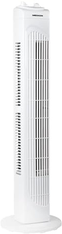 MEDION Ventilateur de Tour, 3 Vitesses silencieuses, Puissance 45 Watts, Fonction d'orientation activable - Oscillation, MD18164, Blanc