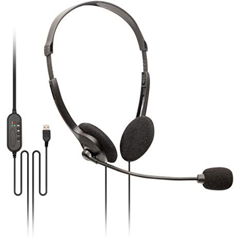 SoundLAB Cuffie USB con microfono e controlli in linea, cuffie per computer, leggere, con cavo, per conversazioni chiare, per Skype, MS team, ZOOM, Call Center, conferenze online