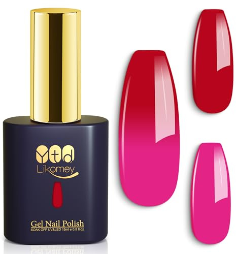 YTD Likomey UV LED Gel-lack Nagellack,15ml Ljusrosa Röd Temperaturfärg Nagellack,Färgskiftande Manikyr Alla hjärtans dag Gel Polish,Kameleontfärg Gellack,WB11
