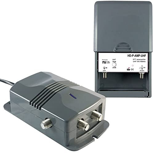 LEYF Amplificateur + Alimentation 2 Sorties TV pour antenne terrestre TNT/préamplificateur HDTV Ampli pour TNT HD Signal/Gain réglable 15-38 dB