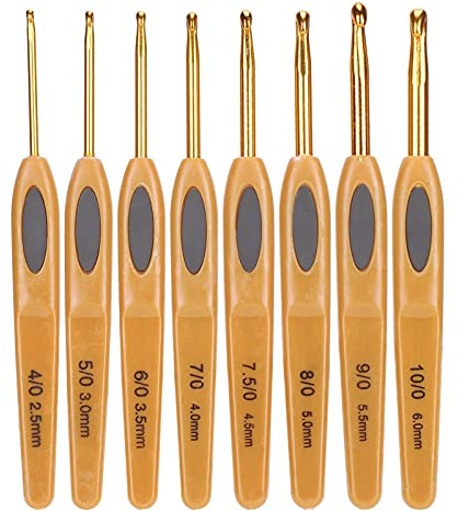 Juego de Ganchos de Ganchillo de 8 Piezas, Gancho de Ganchillo de Aluminio Suave Al Tacto, Kit de Ganchillo con Mango de Plástico Ergonómico para Manualidades de Bricolaje para