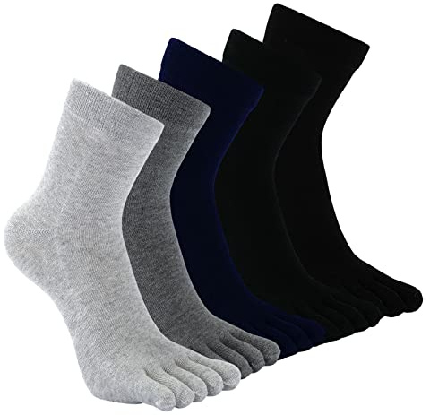 Calcetines con Dedos para Hombres de Algodón Calcetín de Deportes Running Cinco Dedos Separados Multicolor 5 Pares EU 45-48