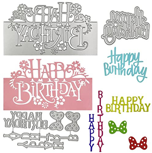 3 Sets Happy Birthday Metall-Stanzformen, SENHAI Happy Birthday & Butterfly, gestanzte Schablonen, Wortprägeschablone für Geburtstagskartenherstellung