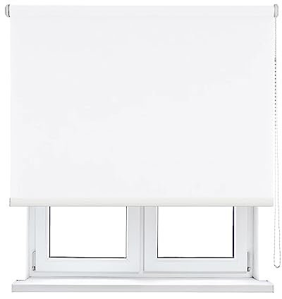 Estor Enrollable Translúcido Liso - Persiana 100% Poliéster Resistente a la Humedad y Los Rayos UV, Instalación Sencillo 120X200CM (Blanco)