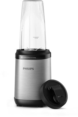 Philips Blender Serie 5000, Batidora Personal, Apta para Lavavajillas, Tecnología ProBlend Plus, Vaso de Tritan de 700 ml, Aplicación de Recetas HomeID, Plata/Metal (HR2764/00)