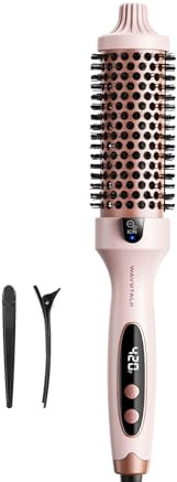 Wavytalk Thermal Brush, Blowout Boost 1.5 inch Heated Round Brush for Blowout Look, Dual Voltage, Pink, Sakura, Tourmaline Ceramic, Negative Ion Technology, 5 Temperature Settings, Less Damage