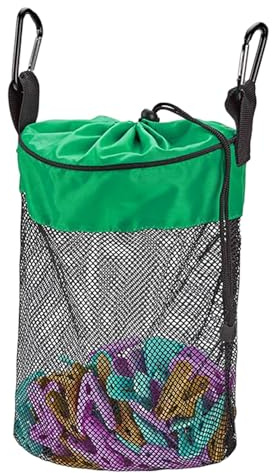 Borsa per mollette da bucato per esterni, in rete, con ganci, lavabile in lavatrice, organizer per mollette da bucato