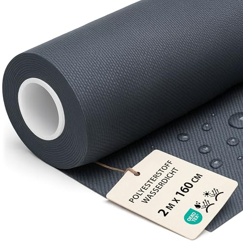 Tela impermeable por metros 2M x 160 cm - Tejido resistente al agua para exterior ideal para cojines cortinas fundas muebles de jardín y proyectos de costura Grafito Certificado Oeko-Tex