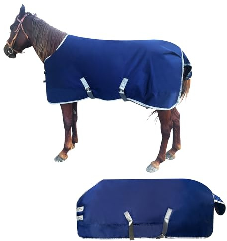 1200D Winter Horse Blanket -Premium Horses Turnout,Medium Weight Water Resistant Breathable Stable Blankets, 220g Filled Liner,for Indoor Warmth & Protection(145)