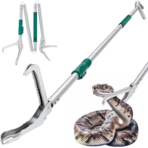 LURMMUE 69 Snake Grabber Tool – Heavy Duty Locking Reptile Tongs for Rattlesnakes, Long Reach Folding Snake Catcher for Outdoor, Garden, and Emergency Use