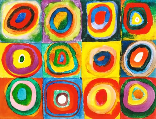 KUSTOM ART Poster Decorativo da Parete Serie Pittori Famosi Kandinsky Cerchi Stampa Artistica su Carta Patinata 40x30 cm Senza Cornice