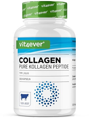 Collagène 300 Capsules - 4500mg de collagène bioactif hydrolysé peptides par dose journalière - Collagène type 1, 2 & 3 - Alternative à la poudre - Hautement dosé