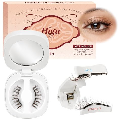 Higu clace Magnetische Wimpern,Magnet Wimpern Ohne Eyeliner,Magnetische Wimpern mit Applikator,Wimpern Magnetisch Natürlicher Look,Kein Kleber erforderlich Wimpern Magnetic(SET-D)