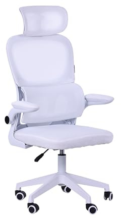 Mars Gaming MGC-ERGOPRO, Chaise Ergonomique Professionnelle, Support Lombaire Actif, Maille Respirante, Hauteur Réglable 120-130cm, Accoudoirs Relevables, Appuie-tête Réglable, Chaise de Bureau, Blanc