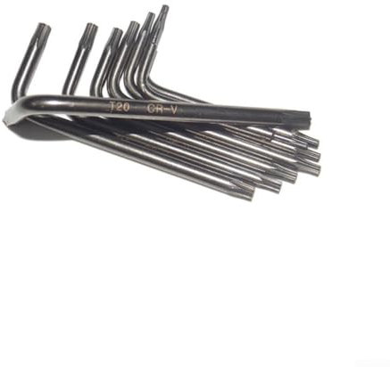 Fauhapyway Juego de 8 mini llaves hexagonales tipo L para destornilladores Torx para T5, T7, T8, T9, T10, T15, T20 diseño compacto