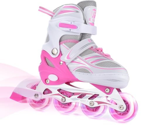 ERNAN Inline Skates, Adjustable Light up Inline Skates, for Boys and Girls, Roller Skates for Youth, Beginner
