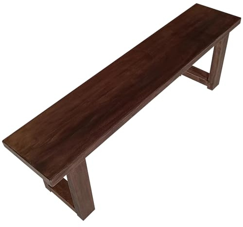 Utrymmesbesparande träbänk för sovrum och vardagsrum, robust 160 cm (62,9 tum) kökspall, entrémöbler, brun förvaringssits