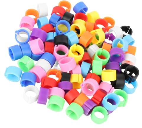 Outanaya 150pcs 8mm Poultry Identification Leg Bands Foot Rings for Pigeons and Parrots Bird Health Supplies Random Color