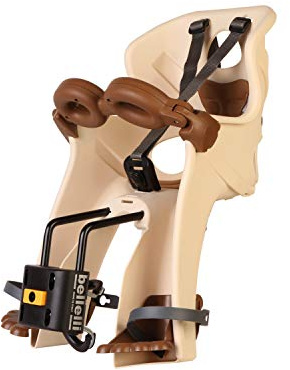b bellelli Flecha – Asiento Delantero para Bicicleta – Fijación B-Fix – Se Fija al Cuadro – de 9 Meses a 3 años – Máximo 15 kg – Color Beige-marrón