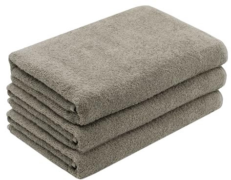 ZOLLNER 3er Set Duschtücher in 70x140 cm - besonders weiche und saugstarke Handtücher in braun - mit praktischem Aufhänger - waschbar bis 95°C - Baumwolle - Hotelqualität