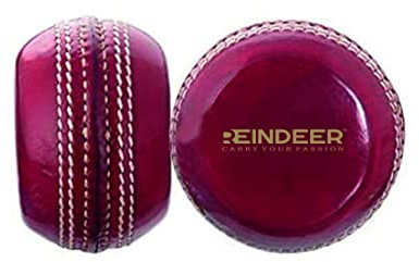 REINDEER Flat Seam Training Cricket Red Leather Flat Ball for Both Junior-Senior Cricket Players | Pack of 2 (150Gm-170Gm Each)