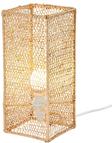 Marrakesch Tischlampe Nachttischlampe Ariana 30 cm groß aus Bast | Boho Style Lampe als Schlafzimmer Deko