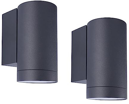 Klighten 2 Stück Aussen Wandleuchte, GU10 Downlight Wasserdichte IP65 Außenlampe Aussenleuchte Wand Aluminium Außenwandleuchten, Wandlampe für Garten Terrasse Eingang, Anthrazit, ohne Leuchtmittel