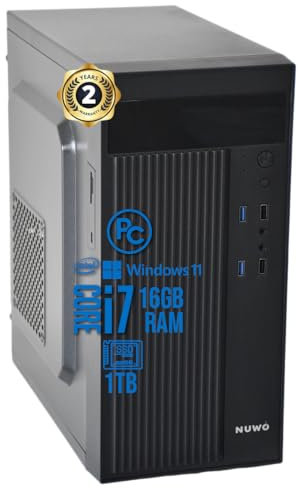 Pc Fisso i7 intel core Cpu fino a 4.00ghz, 16gb Ram, Ssd M.2 da 1TB, Wifi Incluso, Windows 11 Pro, Office 2019, Computer PC Desktop completo per ufficio,casa pronto all'uso